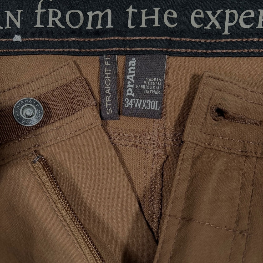Prana Stretch Zion Pants Mens 34x28.5 Cargo Nylon Straight Fit Sepia Hiking - Picture 11 of 15